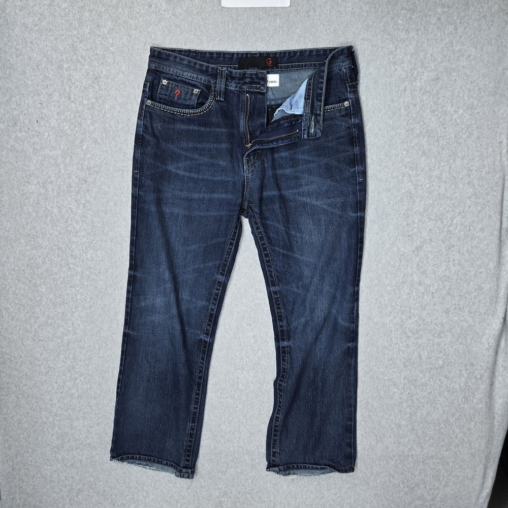 GUESS Men Jeans 34X34 Blue Denim Cropped Vintage 27" Inseam READ